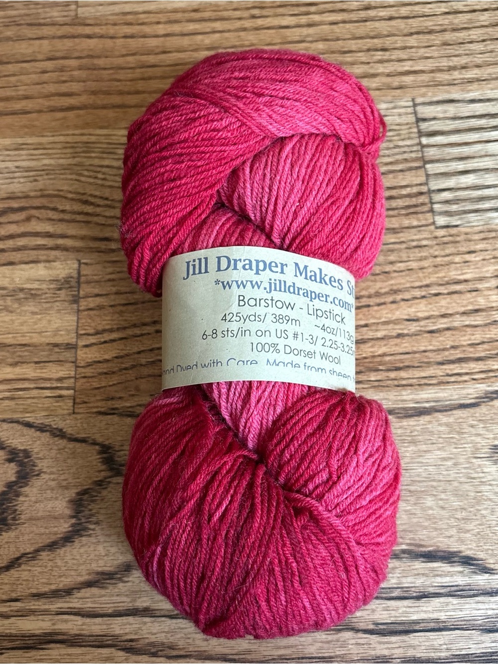 Yarn Jill Draper Makes Stuff Lipstick Red 100% Wool 425yds 4oz Dorset Sheep